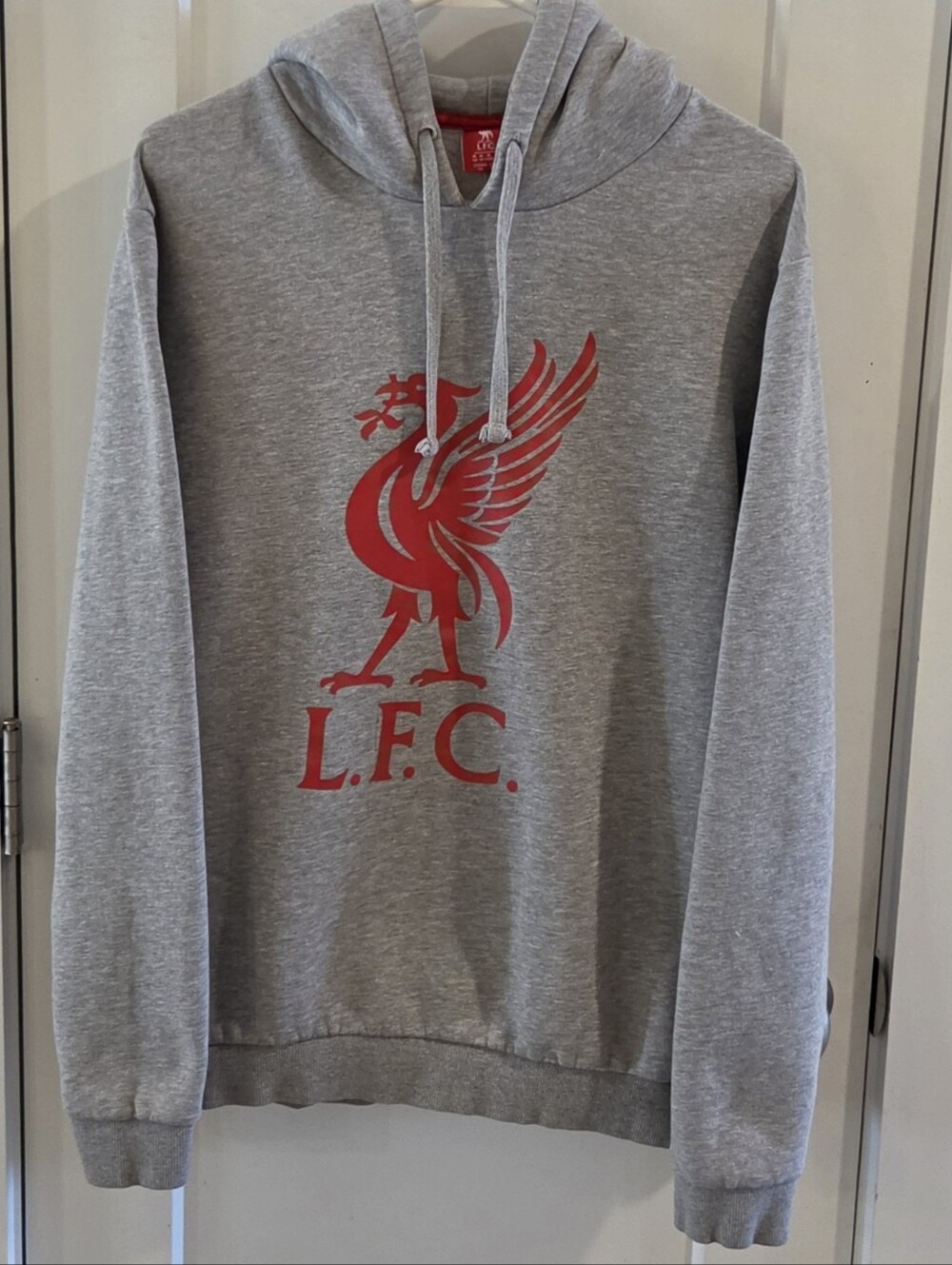 Liverpool Football Club LFC Logo Hoodie Sweatshirt Red & Grey - Size Medium